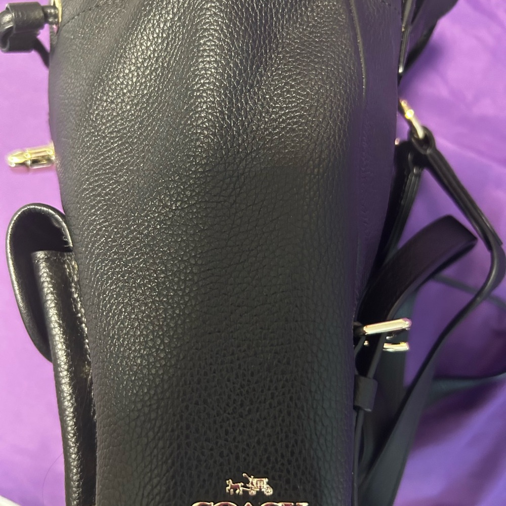 Coach Mini Turnlock Rucksack Backpack in Black Pebble Leather - Picture 6 of 14
